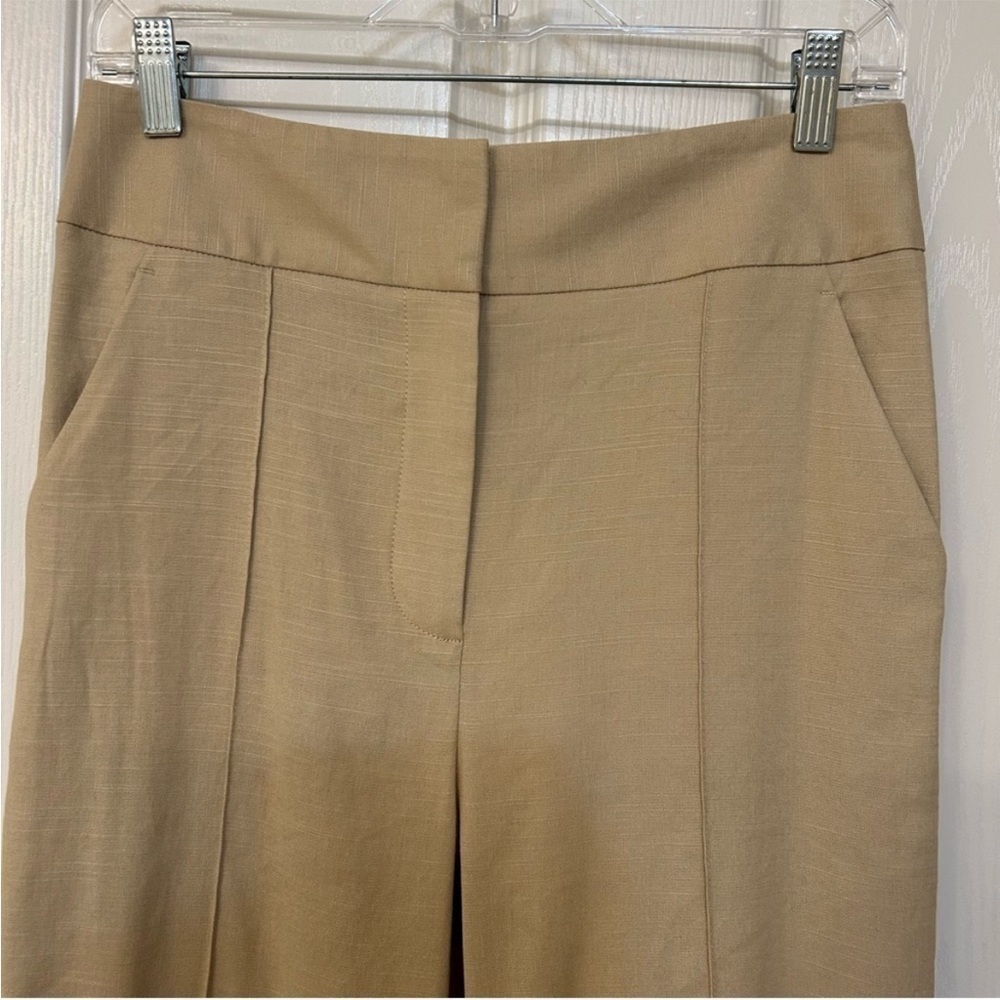 Veronica Beard Cruz Pintuck Linen Blend Pants in Stone Khaki Size 2 - Picture 5 of 9